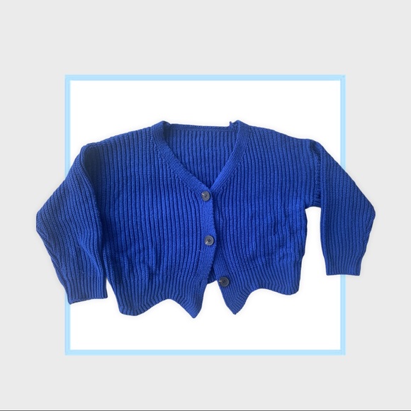 Blue cardigan with asymmetrical hemline - Picture 5 of 5